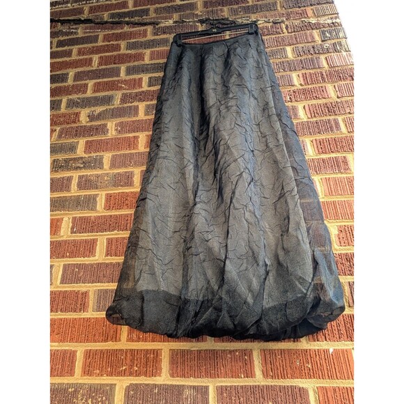 VTG 90s Y2K 'Necessary Objects' Black Crinkled Bubble Hem Maxi Skirt - (Sm/ 26") - Picture 1 of 7